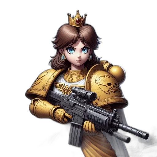 weapon, crown, concept art, fantasy art, anime, pixel art, golden, female transparent PNG cut-out