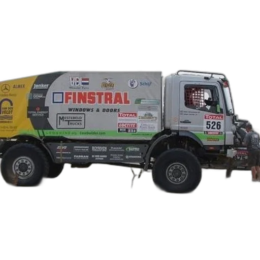 3d render, large, truck, word, finstral, parked, sandy, surface transparent PNG cut-out