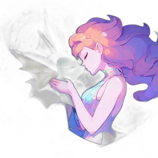 dress, dragon, mask, creature, watercolor, pixel art, vaporwave, concept art transparent PNG cut-out