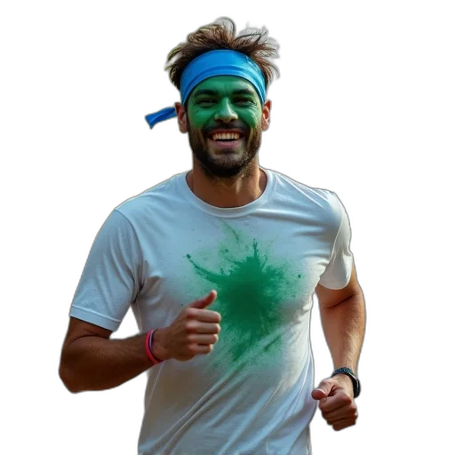 mask, staff, green, neon, man, face, blue, headband transparent PNG cut-out