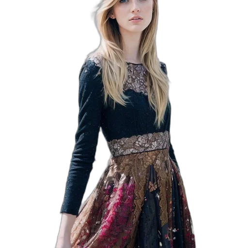 dress, photorealistic, fantasy art, dark, earth tones, monochrome, young, woman transparent PNG cut-out
