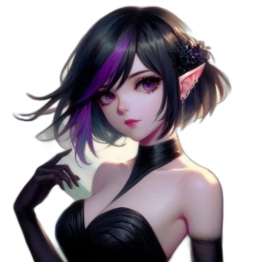 dress, crown, face, flower, fantasy art, anime, concept art, pixel art transparent PNG cut-out