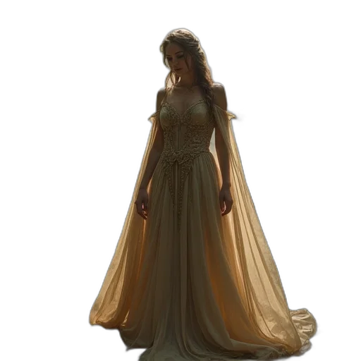 dress, crown, concept art, fantasy art transparent PNG cut-out