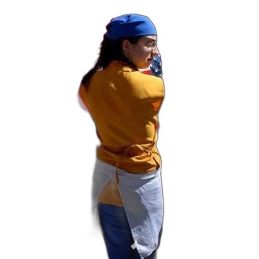 jacket, staff, hat, photorealistic, 3d render, concept art, woman, yellow transparent PNG cut-out