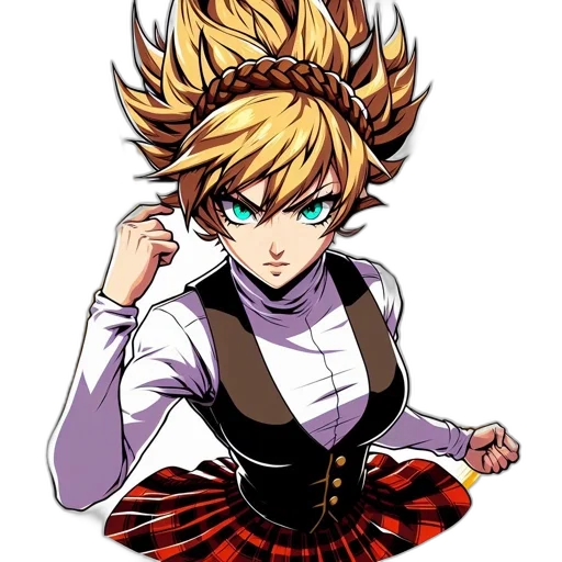 hair, dress, crown, staff, anime, concept art, pixel art, cartoon transparent PNG cut-out