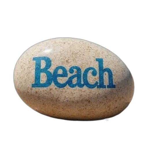 jewelry, 3d render, photorealistic, beach, themed, rock, words, written transparent PNG cut-out