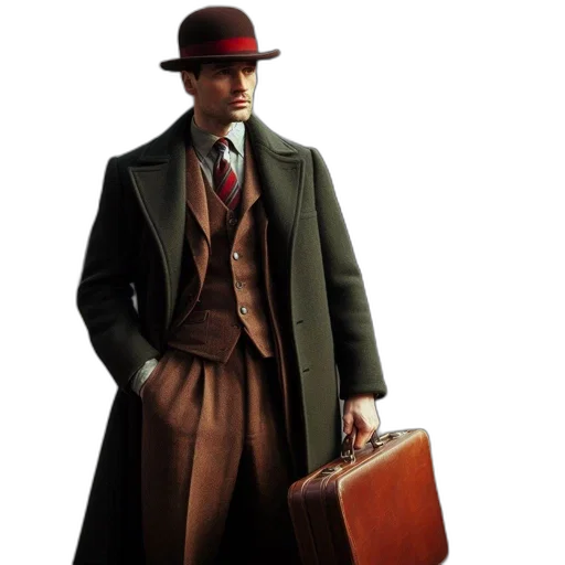 hat, concept art, photorealistic, 3d render, red, man, early, 20th-century transparent PNG cut-out