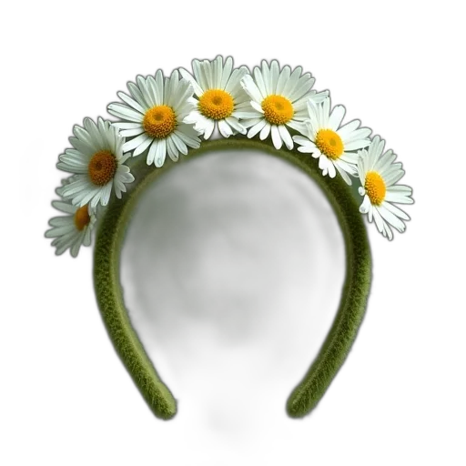 crown, jewelry, hat, flower, photorealistic, 3d render, concept art, green transparent PNG cut-out