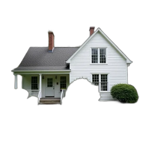 building, furniture, staff, 3d render, photorealistic, white, house, gabled transparent PNG cut-out
