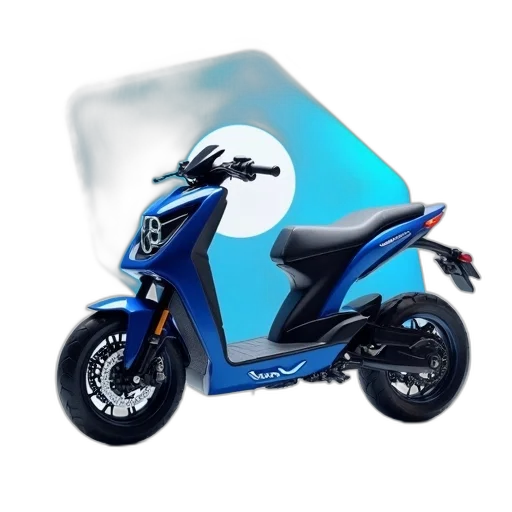 3d render, photorealistic, concept art, pixel art, blue, black, electric, motorcycle transparent PNG cut-out