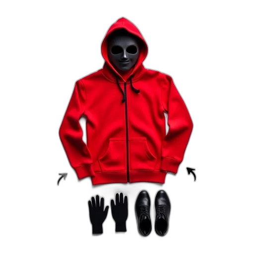 jacket, mask, creature, concept art, 3d render, pixel art, photorealistic, red transparent PNG cut-out