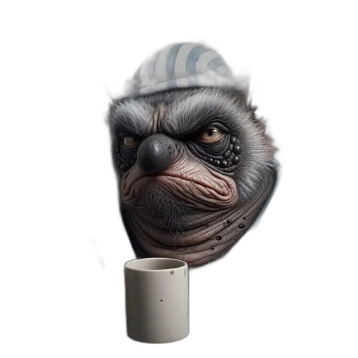 staff, face, animal, creature, photorealistic, 3d render, concept art, bat-like transparent PNG cut-out