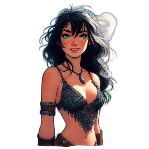 dress, comic book art, fantasy art, concept art, watercolor, female, animated, character transparent PNG cut-out