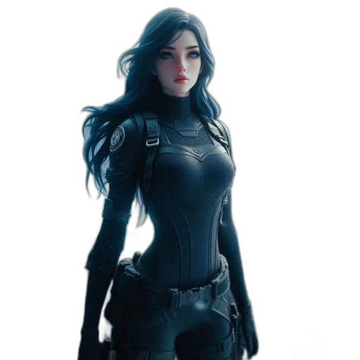 robot, dress, concept art, comic book art, 3d render, fantasy art, dark, woman transparent PNG cut-out