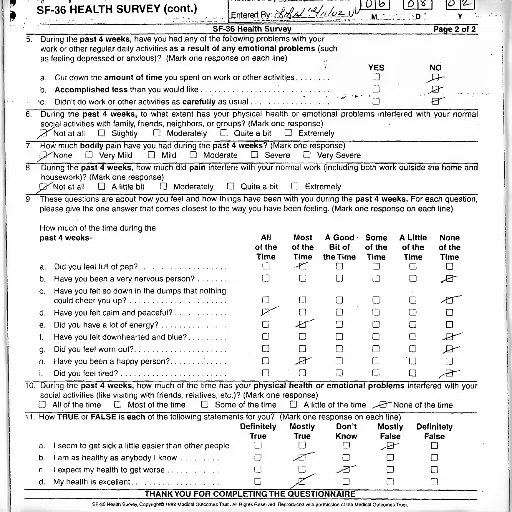 page, sf-36, health, survey, featuring, multiple-choice, questions, about transparent PNG cut-out