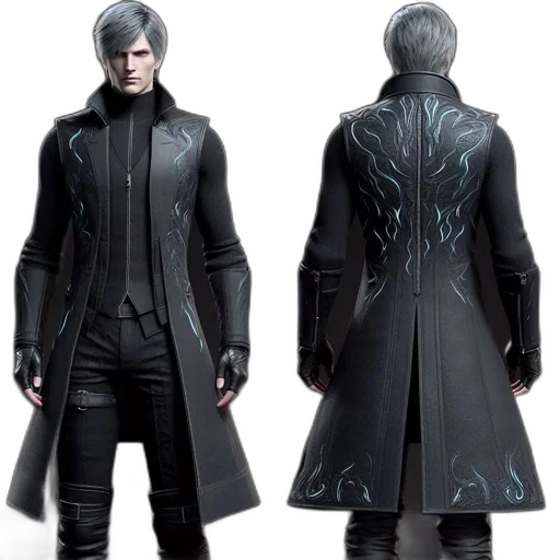 jacket, concept art, cyberpunk, 3d render, fantasy art, dark, monochrome, individual transparent PNG cut-out