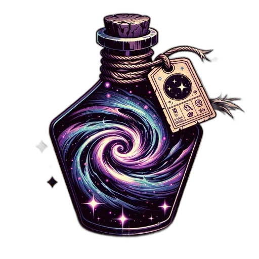 bottle, dress, staff, dragon, fantasy art, pixel art, concept art, watercolor transparent PNG cut-out