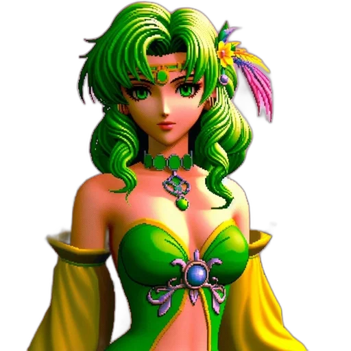 jewelry, dress, fantasy art, 3d render, concept art, pixel art, green, animated transparent PNG cut-out