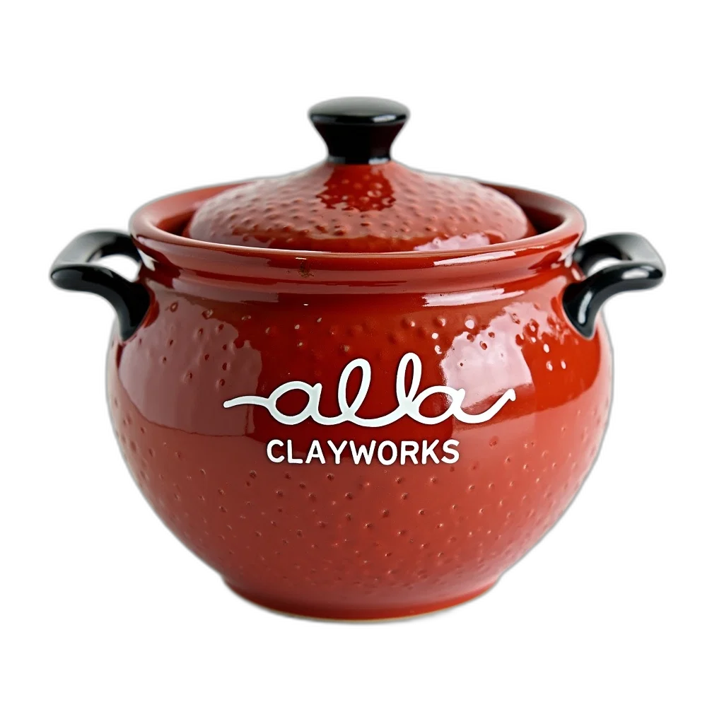food, 3d render, photorealistic, red, ceramic, pot, textured, surface transparent PNG cut-out