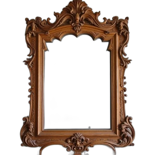 furniture, crown, face, jewelry, photorealistic, vintage, wooden, mirror transparent PNG cut-out