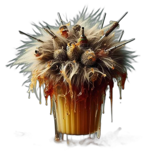 food, crown, hair, staff, photorealistic, concept art, 3d render, glass transparent PNG cut-out