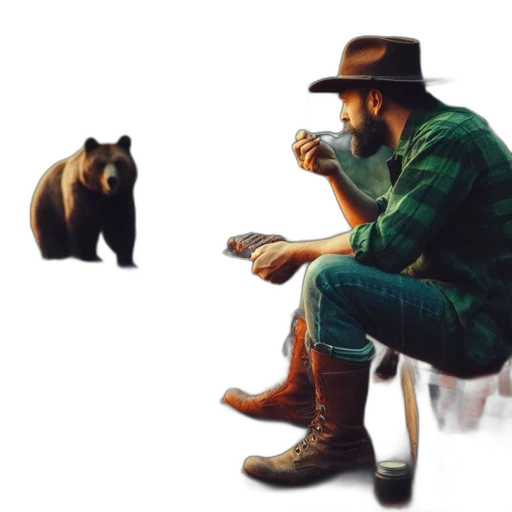 animal, hat, creature, jacket, concept art, pixel art, photorealistic, oil painting transparent PNG cut-out