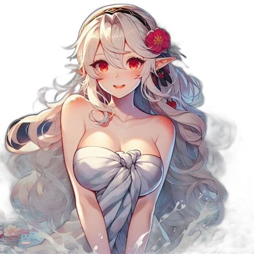 dress, crown, flower, staff, anime, pixel art, fantasy art, concept art transparent PNG cut-out