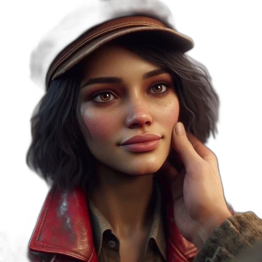 hat, face, jacket, weapon, concept art, photorealistic, fantasy art, comic book art transparent PNG cut-out
