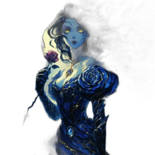 dress, mask, staff, flower, fantasy art, concept art, comic book art, watercolor transparent PNG cut-out
