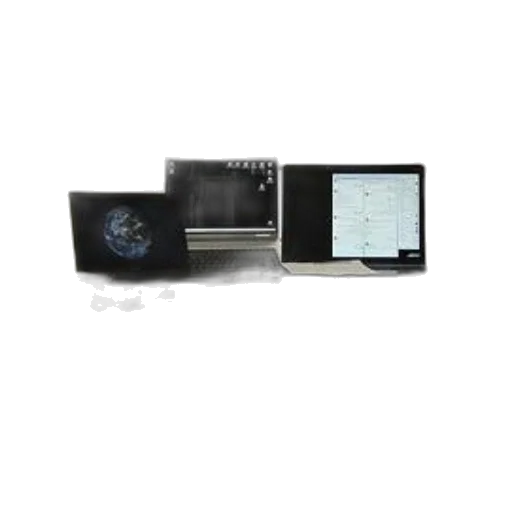 staff, robot, jewelry, well-organized, workspace, multiple, monitors, displaying transparent PNG cut-out