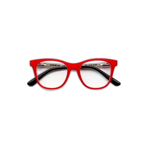 red, pair, glasses, black, temples, silver, hinge, displayed transparent PNG cut-out