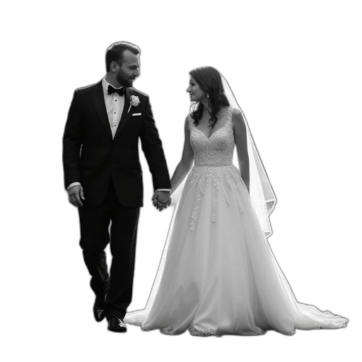 dress, photorealistic, black, white, cat, wedding, blog transparent PNG cut-out