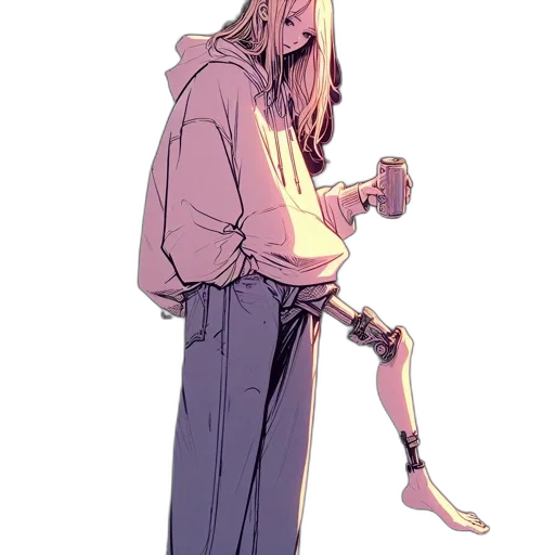 staff, sword, weapon, jacket, concept art, watercolor, anime, cyberpunk transparent PNG cut-out