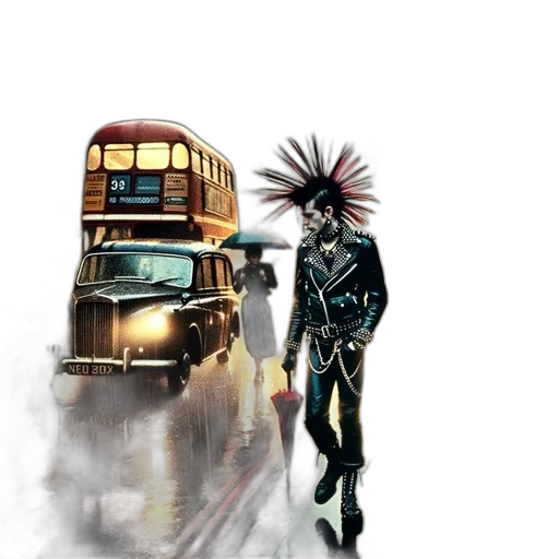 robot, weapon, umbrella, concept art, cyberpunk, comic book art, photorealistic, city street transparent PNG cut-out