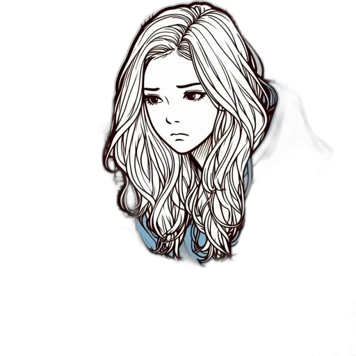 hair, face, jewelry, cartoon, pixel art, comic book art, anime, blue transparent PNG cut-out