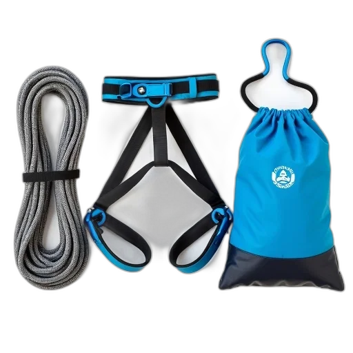 set, climbing, gear, displayed, against, white, background, includes transparent PNG cut-out