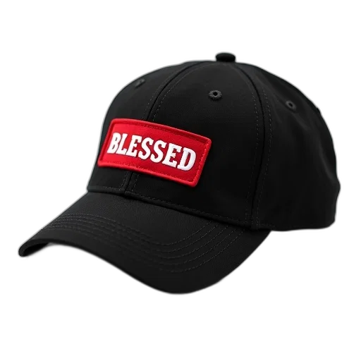 hat, 3d render, black, baseball, cap, red, embroidered, logo transparent PNG cut-out