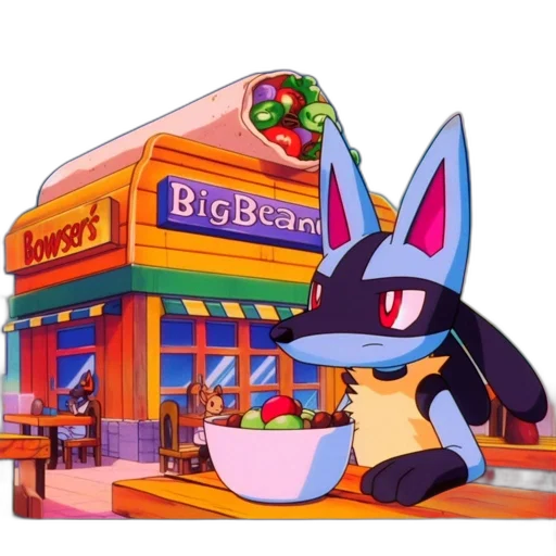 food, animal, hat, staff, concept art, pixel art, vaporwave, 3d render transparent PNG cut-out