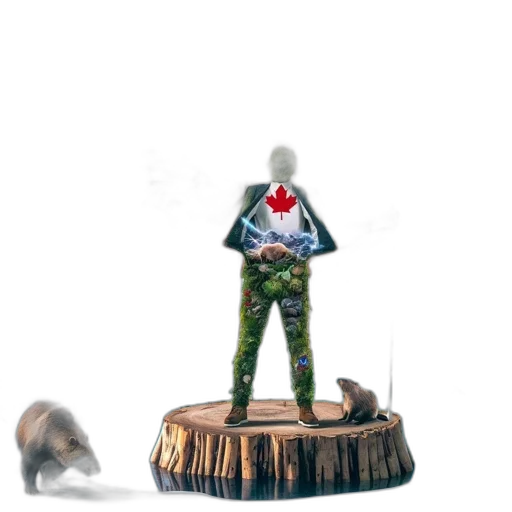weapon, robot, staff, hat, concept art, 3d render, forest, illustrated transparent PNG cut-out