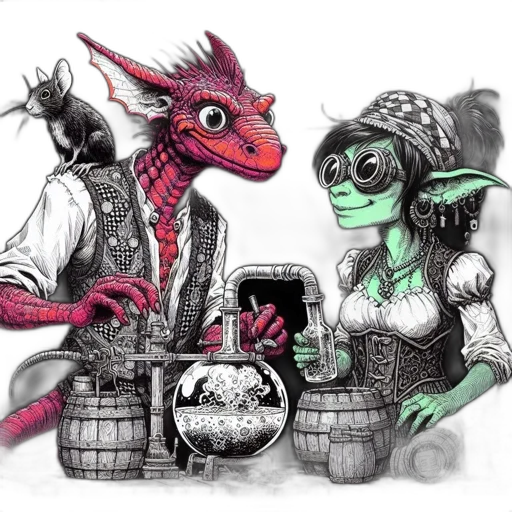 dragon, fantasy art, concept art, comic book art, two, anthropomorphic, creatures, dragon-like transparent PNG cut-out