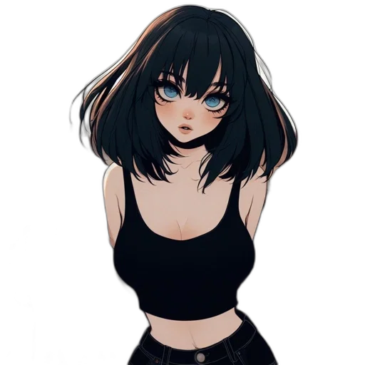 dress, hair, creature, jacket, anime, concept art, cartoon, pixel art transparent PNG cut-out