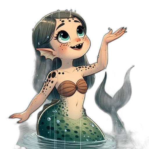 creature, fantasy art, concept art, cartoon, pixel art, underwater, rainy, seascape transparent PNG cut-out