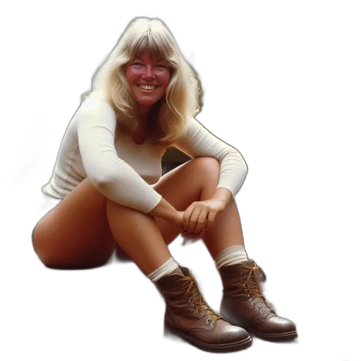 shoes, mask, face, creature, photorealistic, woman, relaxes, campsite transparent PNG cut-out