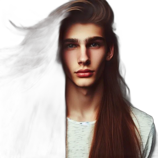 hair, face, mask, jacket, photorealistic, fantasy art, 3d render, concept art transparent PNG cut-out