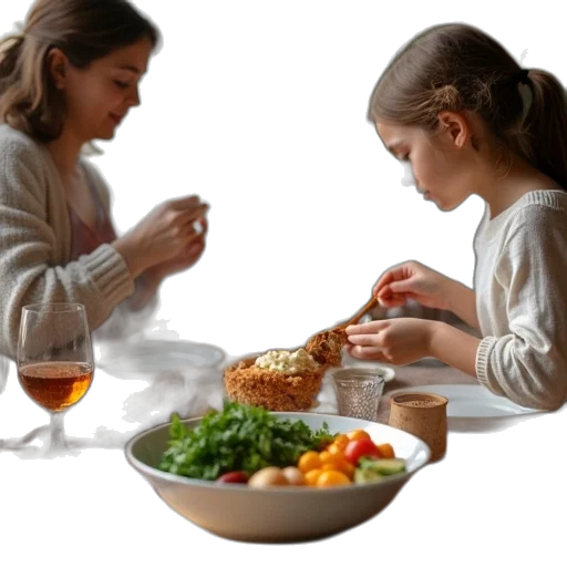 food, photorealistic, 3d render, four transparent PNG cut-out