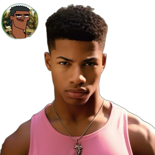 face, cartoon, photorealistic, anime, comic book art, serious-looking, young, man transparent PNG cut-out