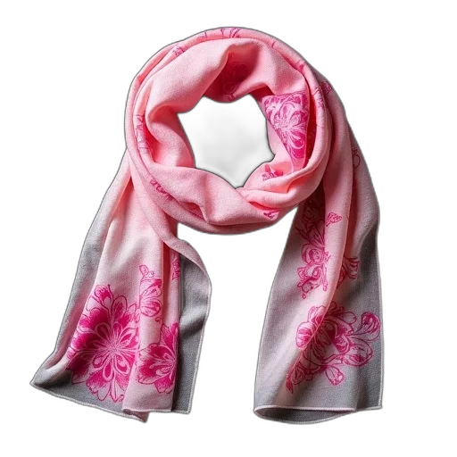 pink, white, scarf, floral, pattern, draped, over, black transparent PNG cut-out