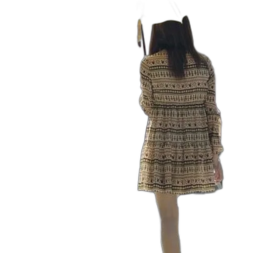 dress, jacket, hair, hat, 3d render, woman, patterned, holds transparent PNG cut-out
