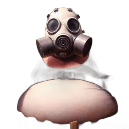 mask, robot, staff, weapon, concept art, 3d render, photorealistic, fog transparent PNG cut-out