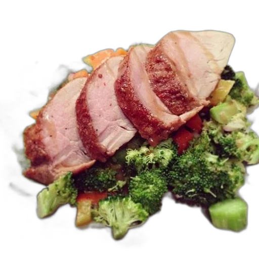 food, plate, broccoli, meat transparent PNG cut-out